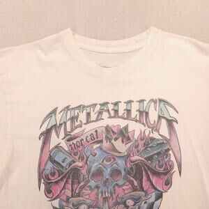 Metallica Band Crew Neck Graphic Short Sleeve T Shirt Mens Size Medium M White